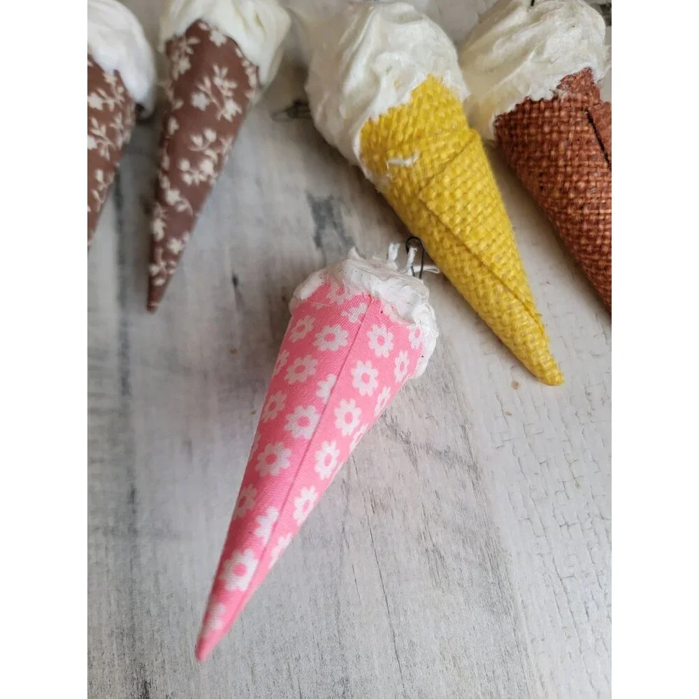 Vintage ice cream cone treat gingerbread house‎ variety ornament Xmas set